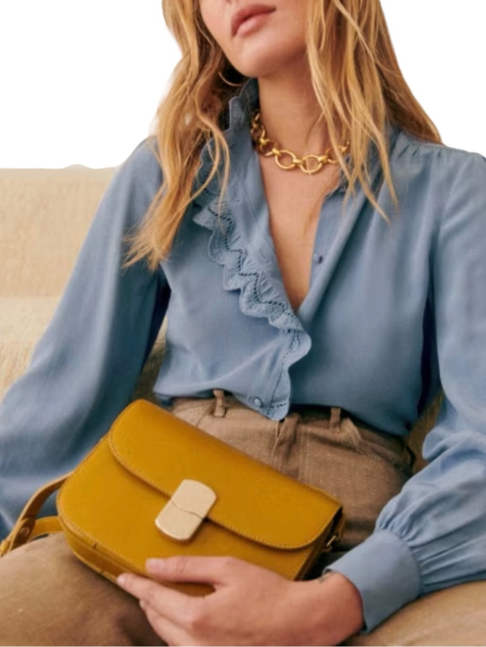 Sezane Chlo Silk Embroidered Shirt